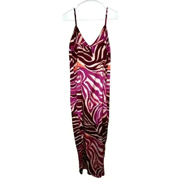 NWOT Pretty Little Thing Womens Satin Printed Maxi Dress - Picture 2 of 7